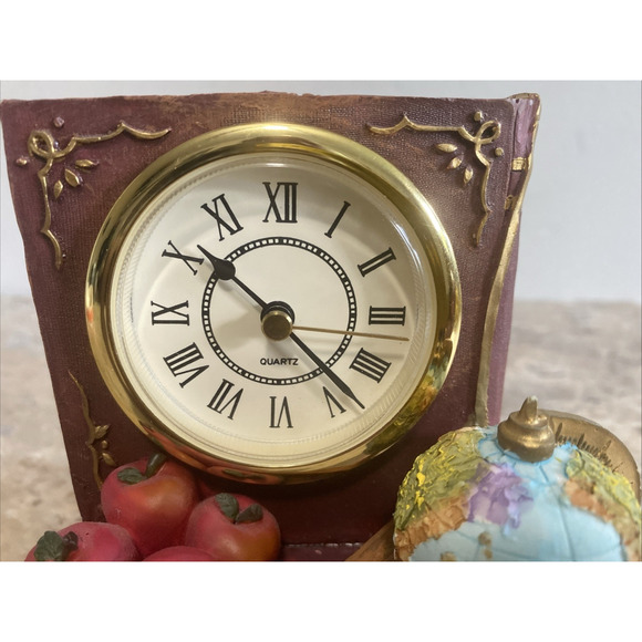 Resin Battery Shelf Clock School House Book Design 5" x 4" x 3" Inch – Works - Picture 3 of 10